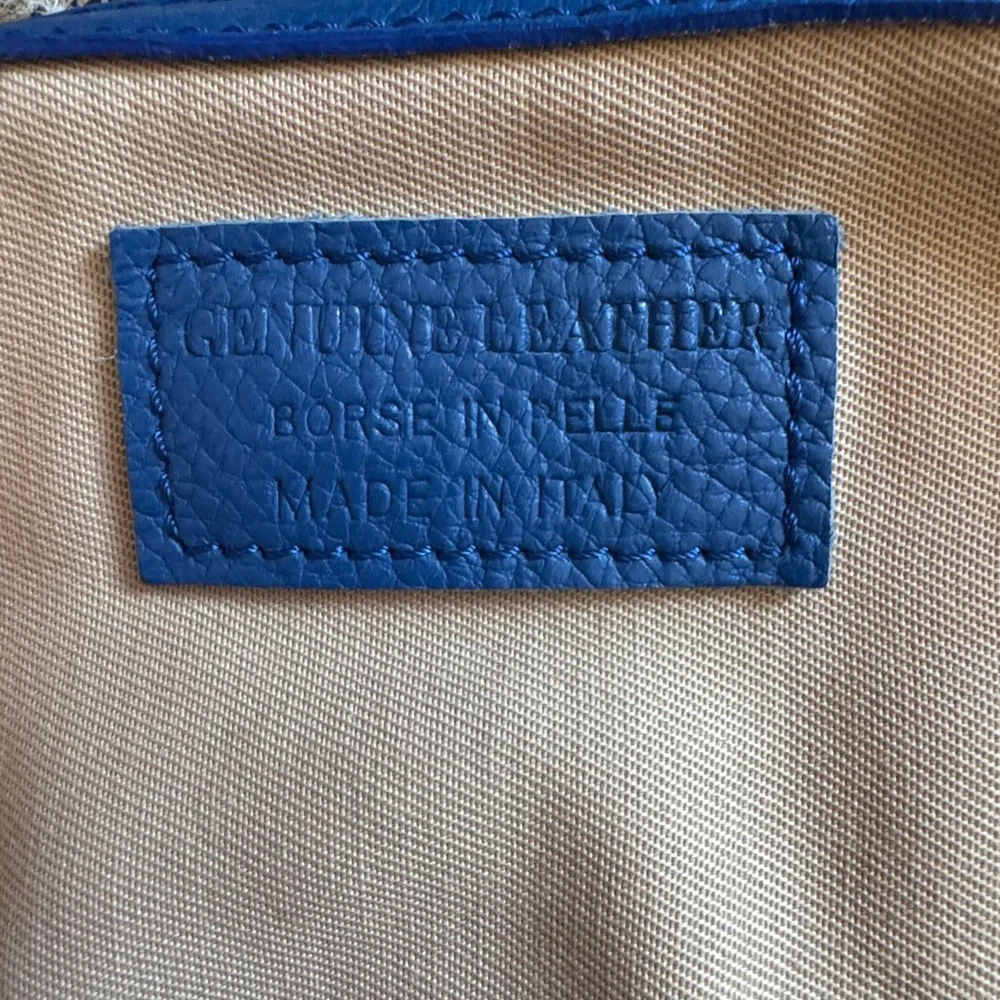 Gianni Chiarini Firenze Blue Pebbled Leather Satchel Crossbody Made in Italy - Picture 2 of 14